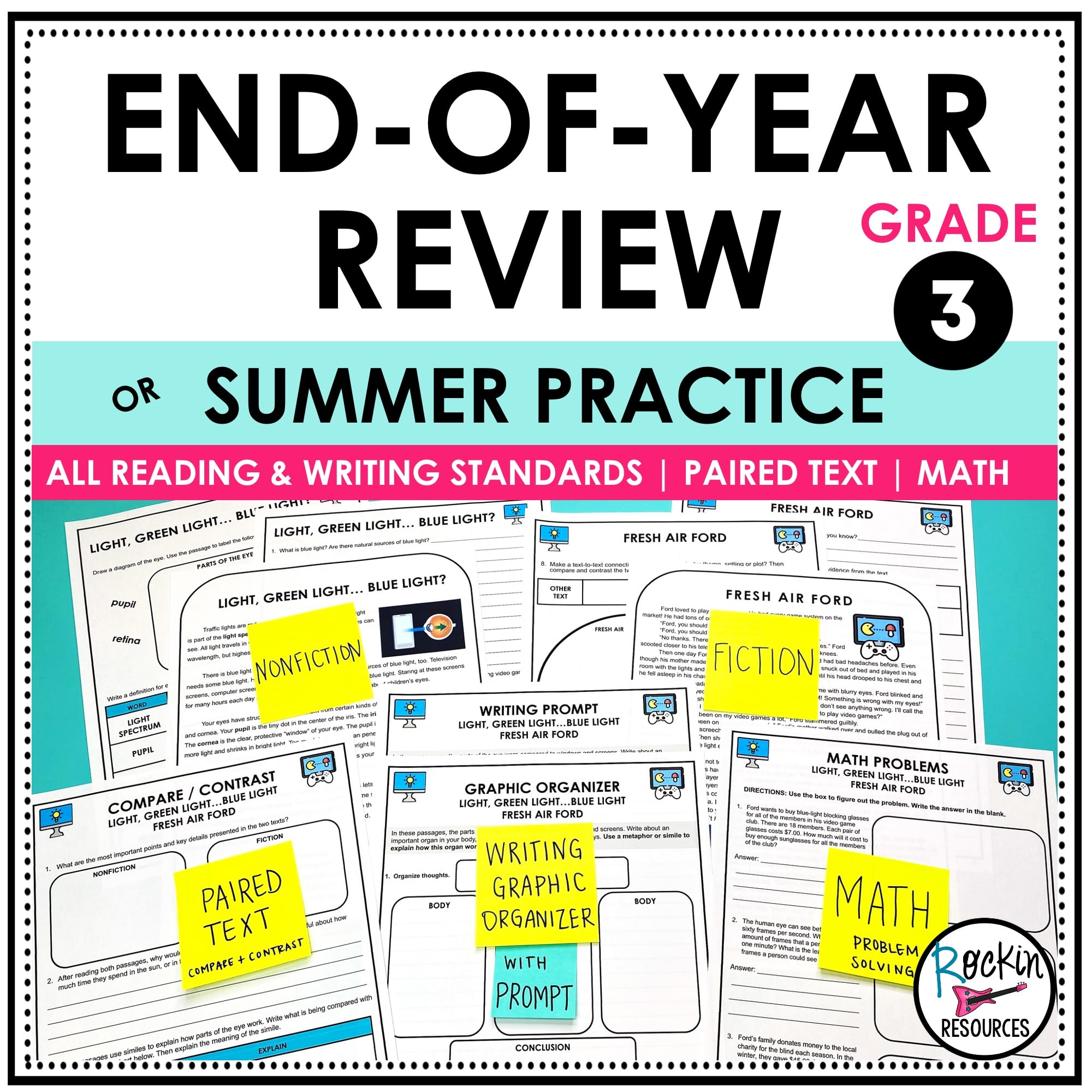 3RD GRADE REVIEW | END OF YEAR REVIEW | TEST PREP | SUMMER SLIDE - Rockin  Resources